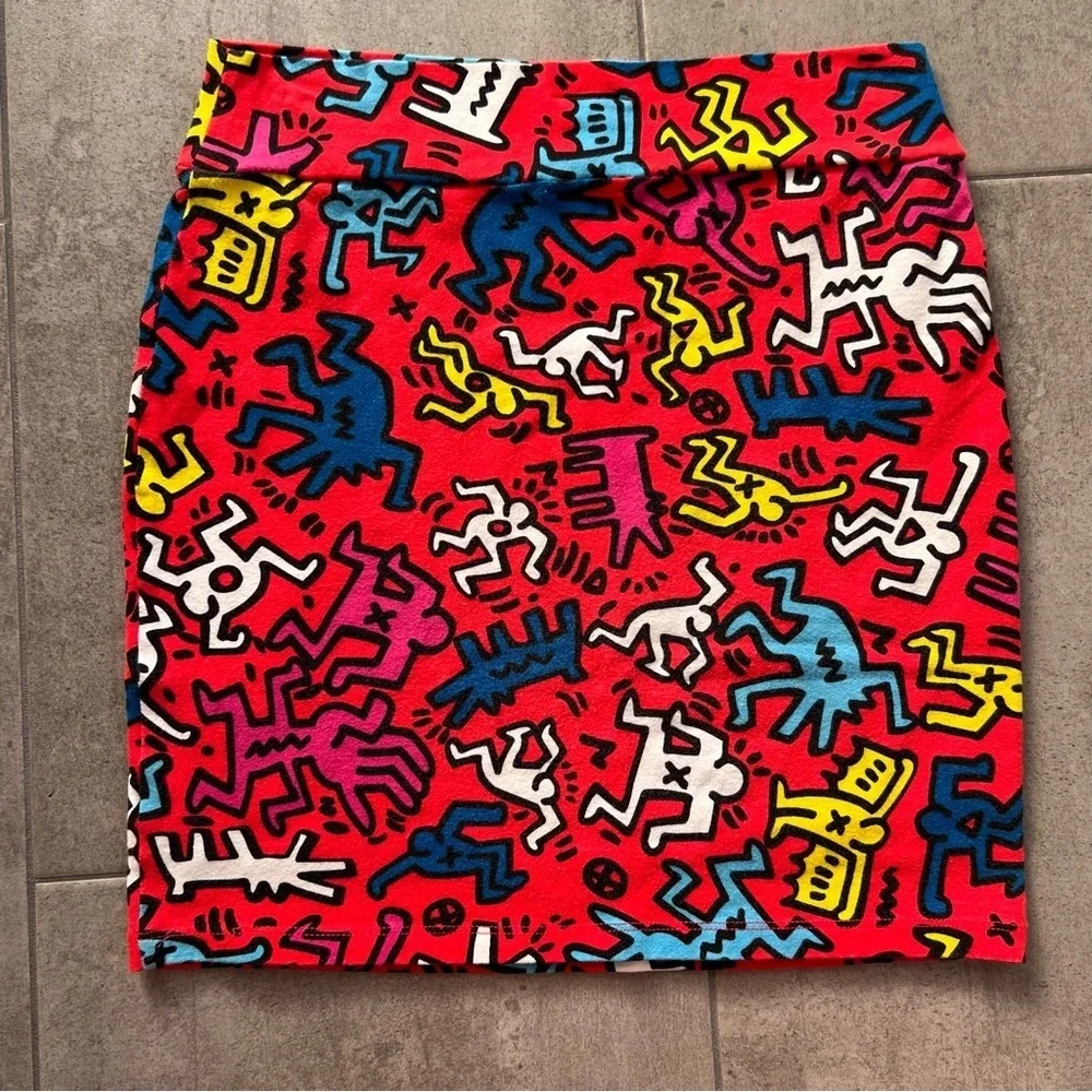 Forever 21 x Keith Haring Red Mini Skirt Size L - Picture 2 of 6
